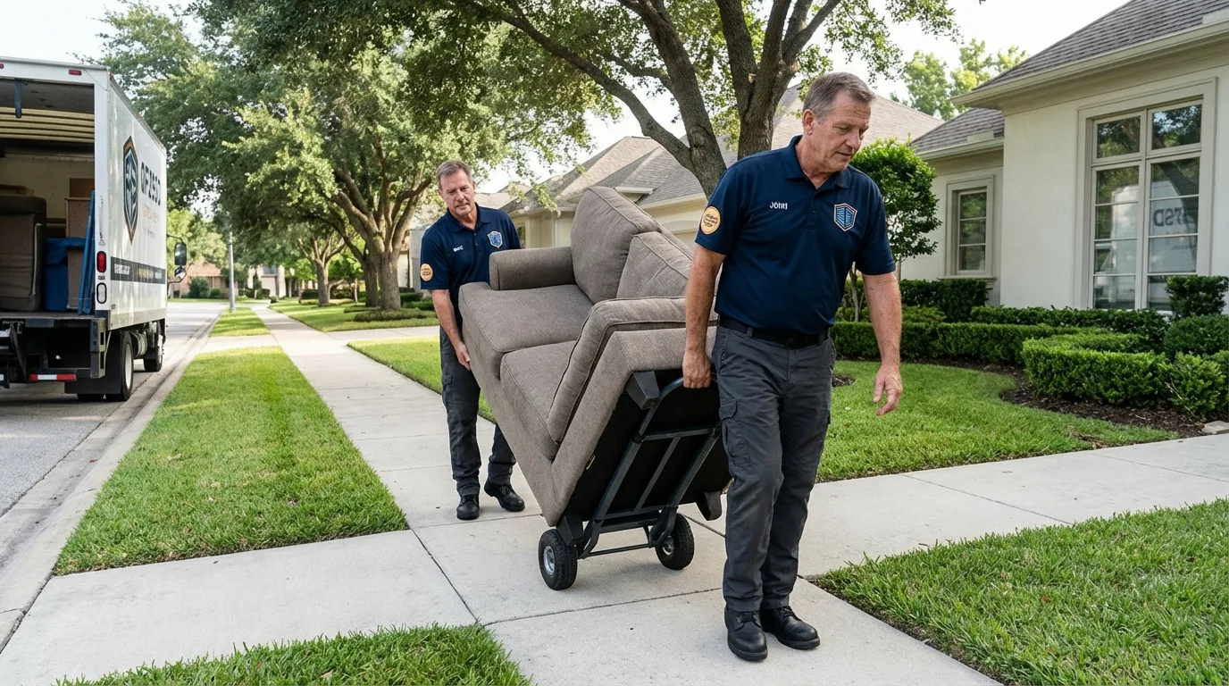 Local residential moving crew loading furniture in Glastonbury, CT